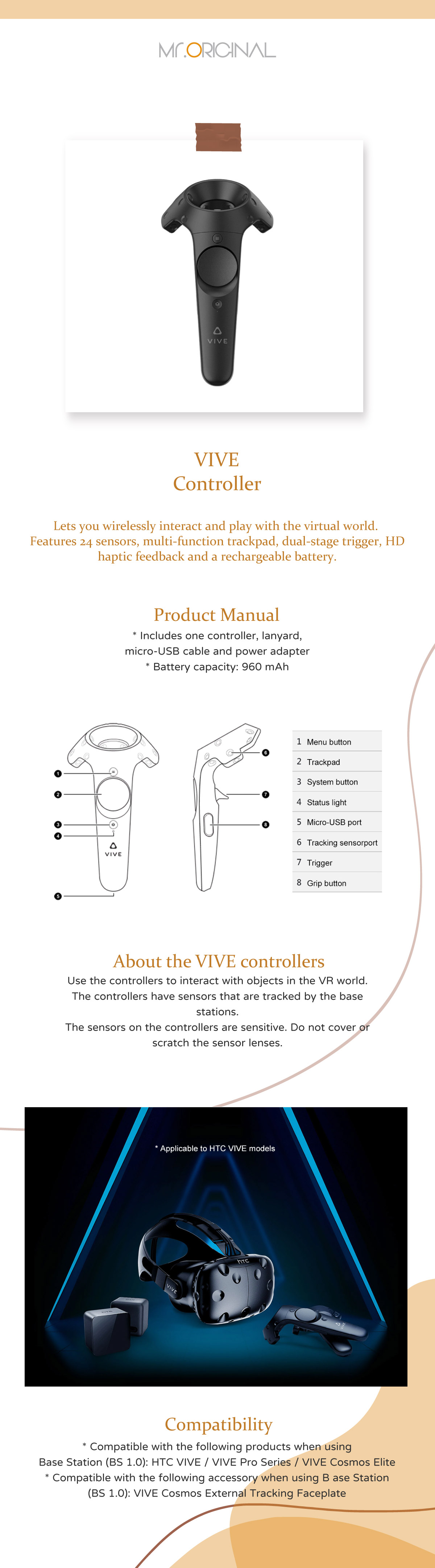 Original HTC Official VIVE Controller for VIVE Pro Series